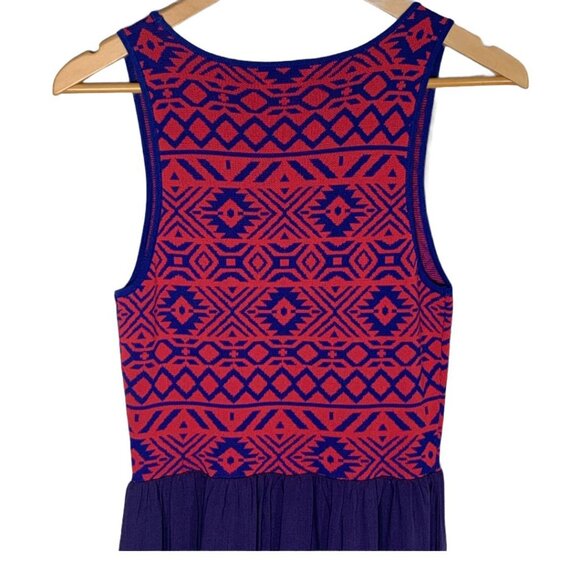 Skies Are Blue Petite MP Red Blue Boho Mini Dress - Picture 5 of 11